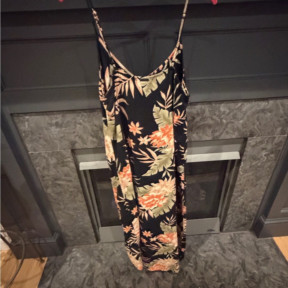 Billabong Black and Orange Floral Dress Medium pre loved - Picture 4 of 12